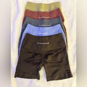 Alphalete Seamless shorts in Black, Brown, and Tan
Grey and blue have been SOLD